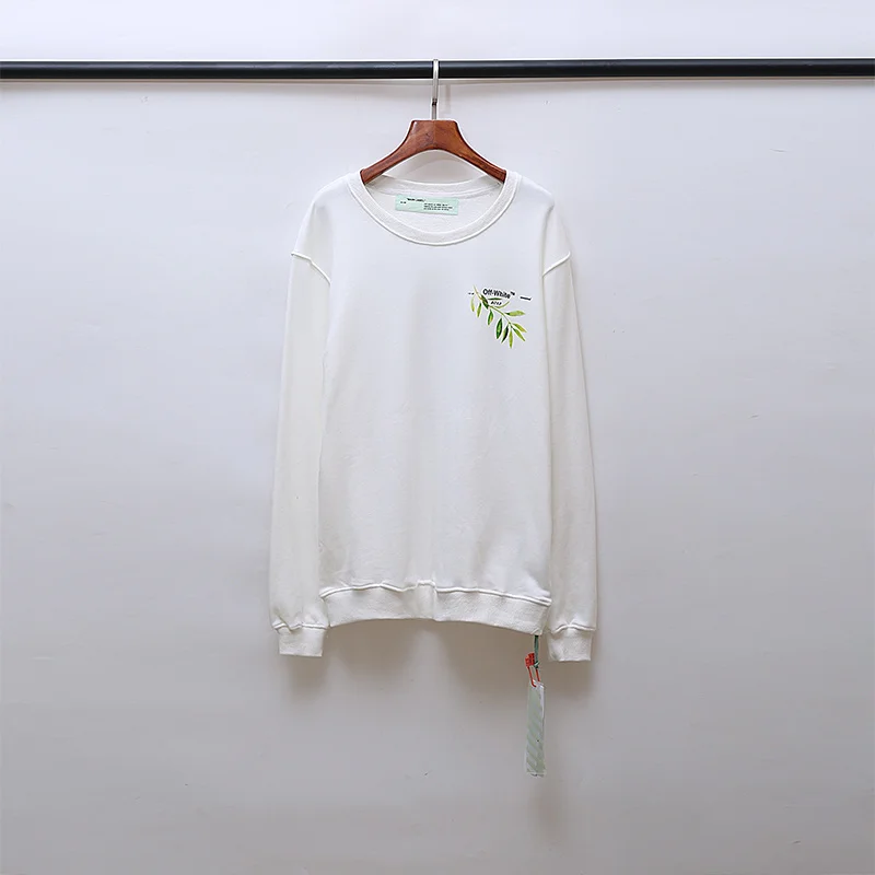 19ss Off-White OW Мужчины Женщины влюбленные листья стрелка Мода хлопок повседневные худи с круглым вырезом толстовка с капюшоном свободная Куртка Пуловер