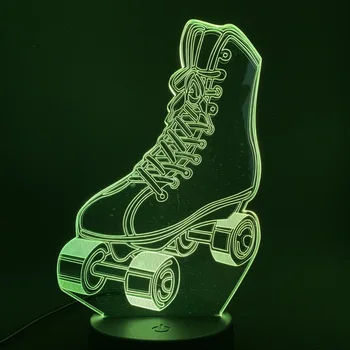 

Kids Child Girl Bedroom Table Lamp Roller Skates 3d Led Night Light Touch Switch Color Changing for Home Room Deco Nightlight