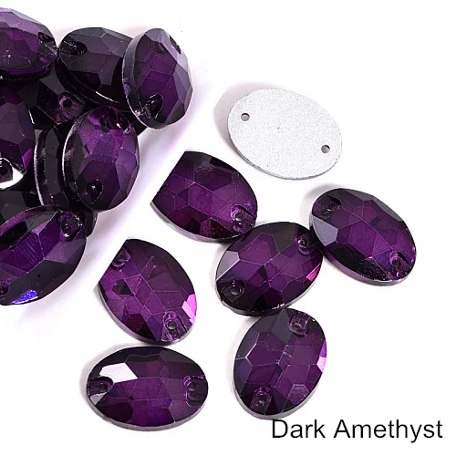 Dark Amethyst Красочные хрустальные AB овальные стеклышки стразы с отверстиями плоские овальные стразы для шитья свадебное платье F0173 - Цвет: Dark Amethyst
