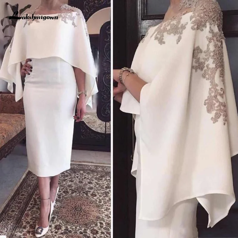 Lakshmigown Plus Size Mother Of The Bride Dresses Tea Length Appliques Beaded Short Groom Mother Dresses WeddingsCustom mother bride dresses