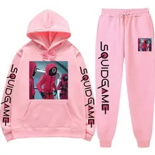 

Anime Squid Game Men'S Sets Hoodie+ Sweatpants Men Woman Tracksuit 2 Pieces Jogging Homme Hip-Hop Fleece Streetwear Men Clothing