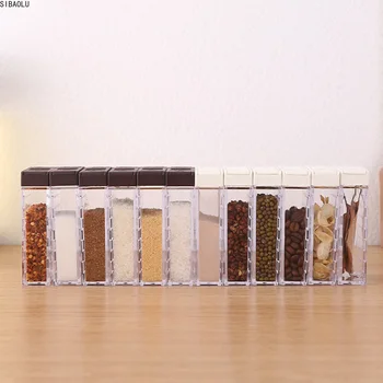 

Acrylic Transparent Spice Jar Lid Seasoning Box 6pcs/Set Kitchen Tools Salt Condiment Cruet Storage Box Containers