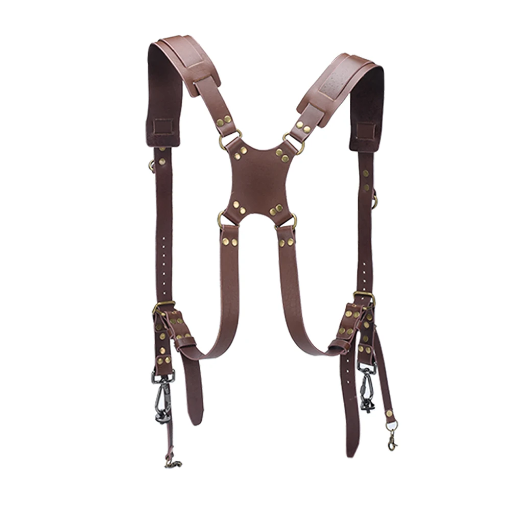 Camera Brown Strap Dual Shoulder Leather Harness Multi Gear