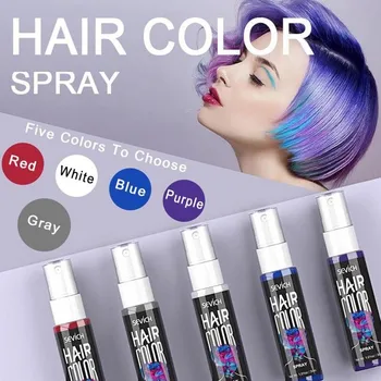 

5 Colors Disposable Hair Color Dye Spray Quick Temporary Dyeing Agent Sprayer + Brilliant Glittering Characteristic Flash Powder