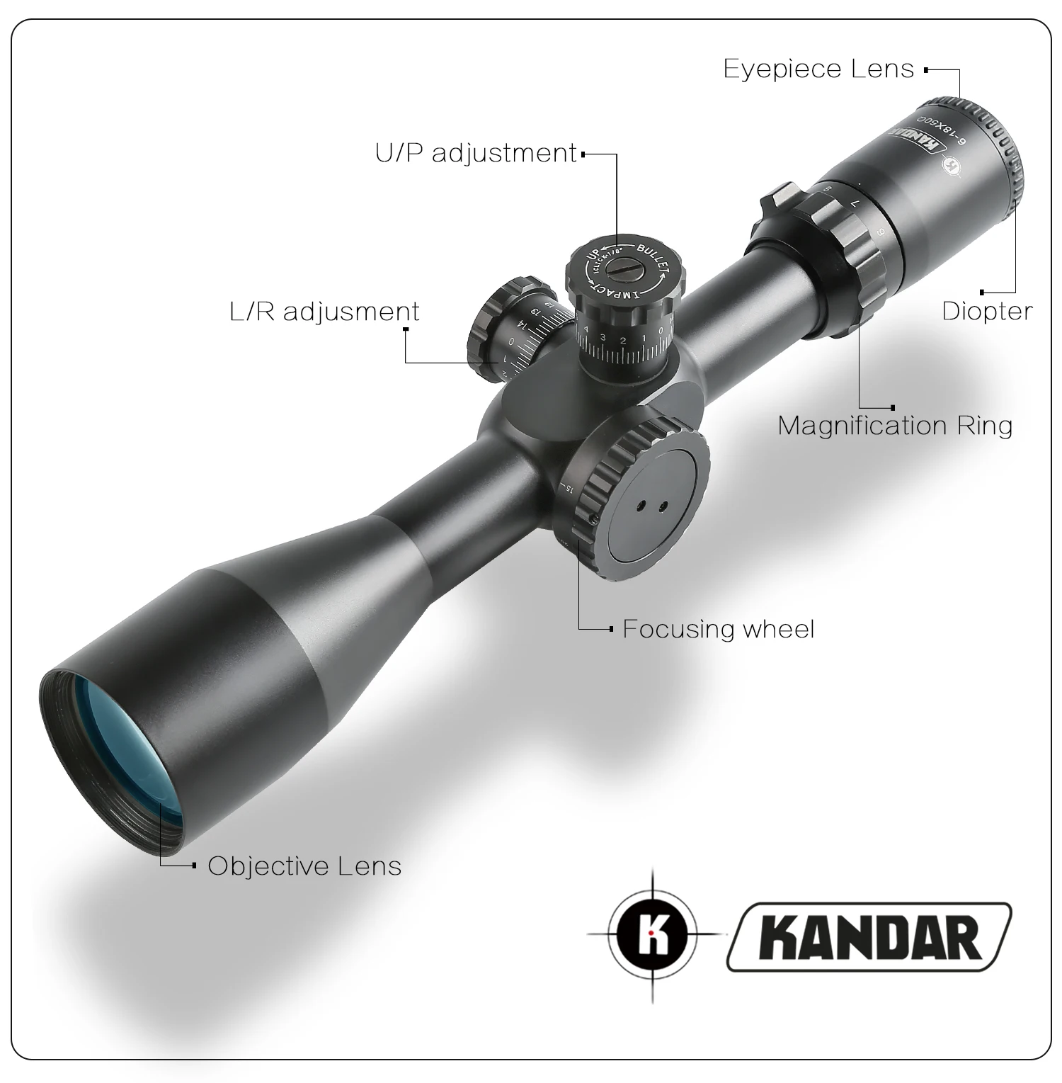 KANDAR 6-18X50 FFP тактический прицел красный зеленый осветительный прицел снайперской винтовки оптический прицел охотничья область красная точка охотничья оптика