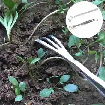 

Stainless Steel Double Head Rake Tweezers Silver Garden Bonsai Succulent Planting Knife Changing Pot Soil Harrow Tool 245x33mm