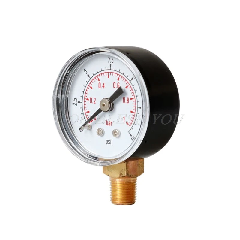 40mm Face Pressure Gauge 1/8" BSPT Bottom Mount 15,30,60.100,160 200, 300 PSI & Bar for Air Gas Water Fuel Liquid Drop Shipping acoustic calibrator