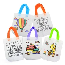 

10Pcs Non-woven Graffiti Bag Diy Art Environmental Protection Bag Children's Hand-painted Handmade Coloring Painting Handbag