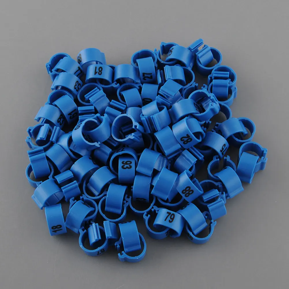 blue 100 шт Птицы кольца для лап птица цыплят Утка Курица кольца клип 1-100 пронумерованные - Цвет: blue