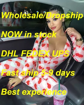 

Women's One Piece Heart Printed Pajamas Long Sleeve V Neck Bodycon Jumpsuit Long Pants Homewear Sleepwear