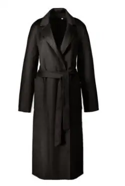Темпераментная Высококачественная Женская Повседневная кашемировая шерстяная верхняя одежда, Однотонное шерстяное пальто с отложным воротником и поясом - Цвет: black