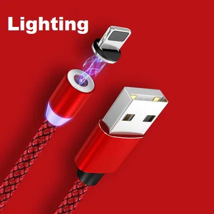 Red for IOS Магнитный кабель быстрое зарядное Освещение кабель для iPhone type C для HuaWei Micro-USB зарядное устройство для мобильных телефонов - Цвет: Red for IOS