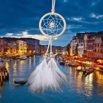 

Creative Handmade Dreaming Catcher with Feather Wind Chimes for Car Wall Hanging Decoration Craft Birthday Gift Home Ornament