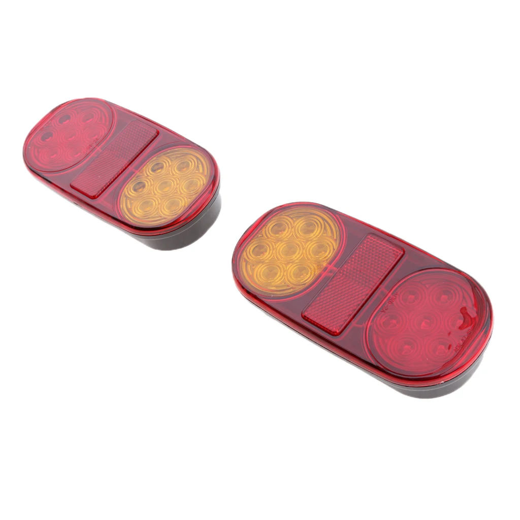 2X 6.5'' LED Waterproof Oval Red Trailer Lights Rear Stop Turn Signal Parking Tail Brake Lights for Boat Trailer Truck