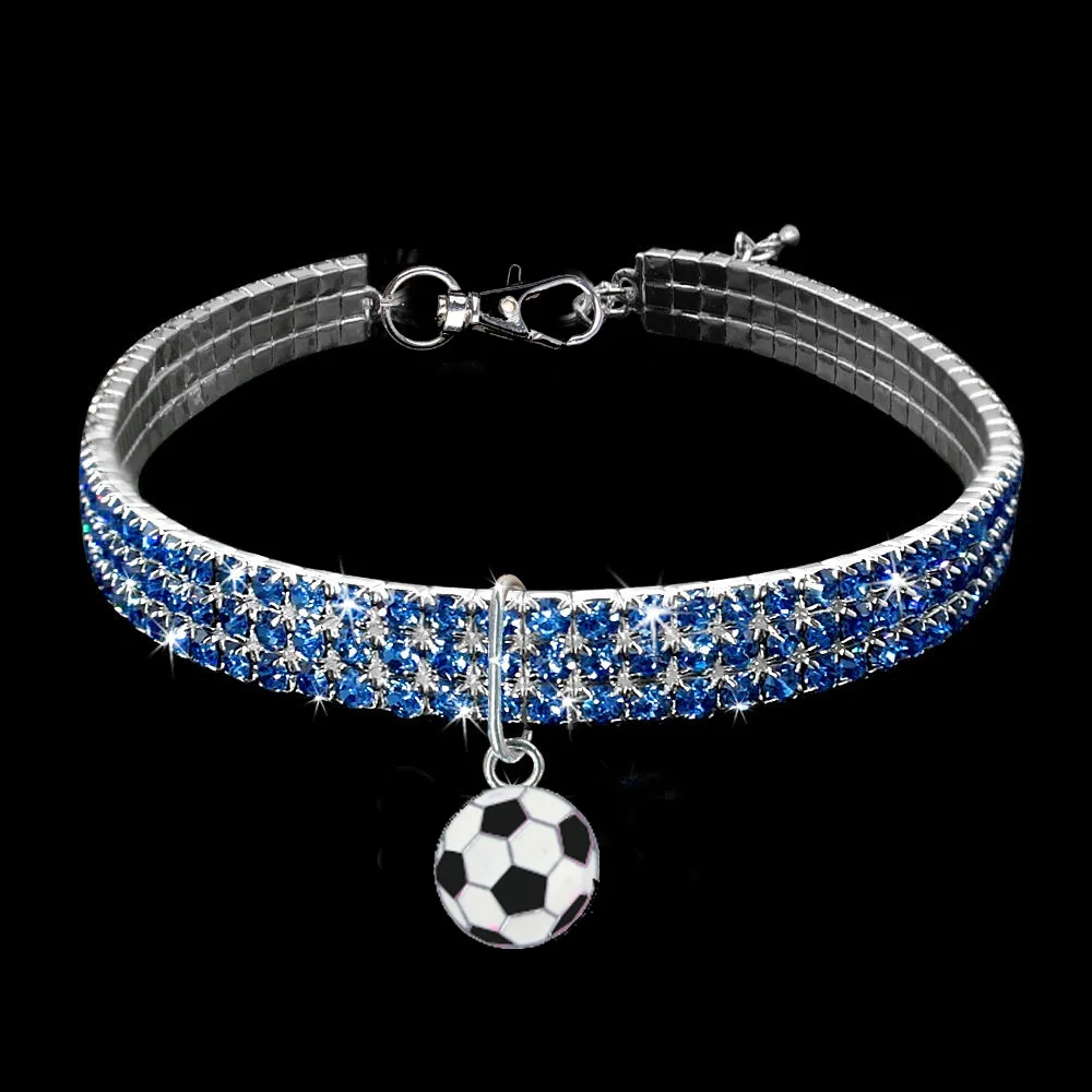B Blue Ошейник для домашних животных Сердце Любовь Pet Neckace Pet собака кошка кулон Блестящий яркий в форме сердца ФУТБОЛ ожерелье с котенком подарок - Окраска металла: B Blue