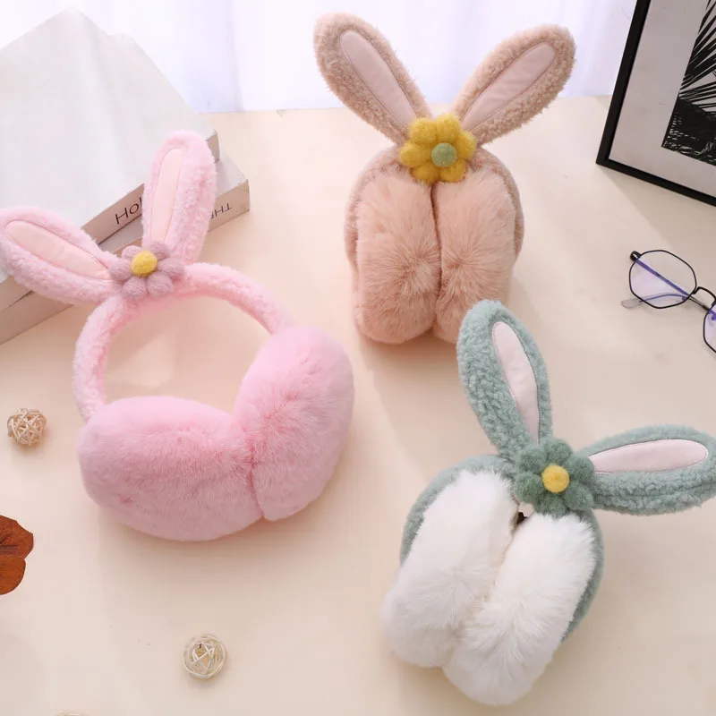 Folding Earmuffs Long Rabbit Ears Sequins Cover Warmers Winter Warm