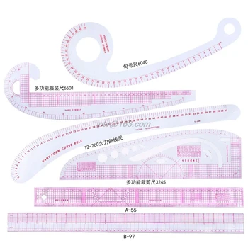 

6pcs Sewing French Curve Ruler Measure Dressmaking Tailor Drawing Template Craft Tool Set
