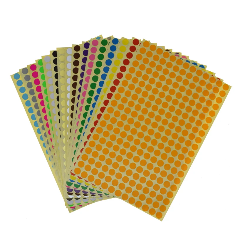Blank Round Dot Stickers Sheet Self Adhesive Paper Label DIY Tags 6mm 8mm 10mm 13mm 16mm Pink Red Gold Black White Yellow label sticker