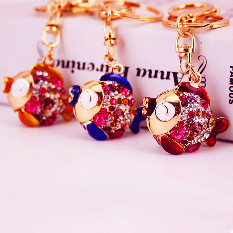 

3pcs Enamel Alloy Rhinestone Crystal Oil Drop Cute Animal Deer Pendant Lobster Clasp Car key Chains Fashion Keys Ring Handbag