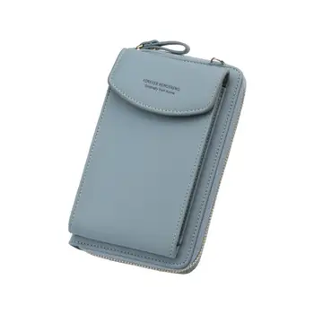 

2020 Women Wallet Solid Color Leather Shoulder Straps Mobile Card Handbag Phone Wallet Holders girls Shoulder Big Pockets B H0P6
