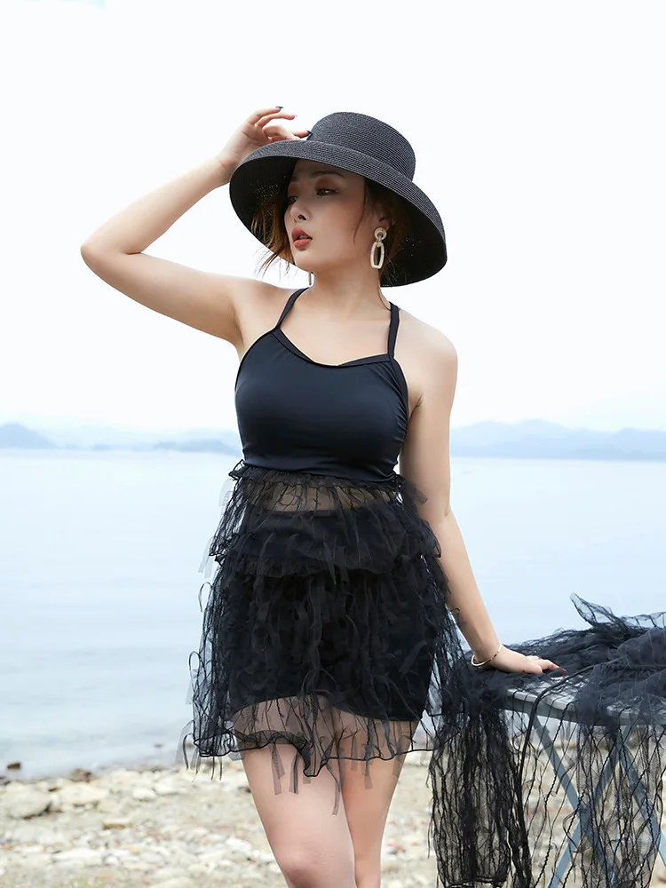 

New Style Fat Mm Large Size Bathing Suit Women's Long Skirts Split Type Three-piece Set Large GIRL'S Loose-Fit Swimwear