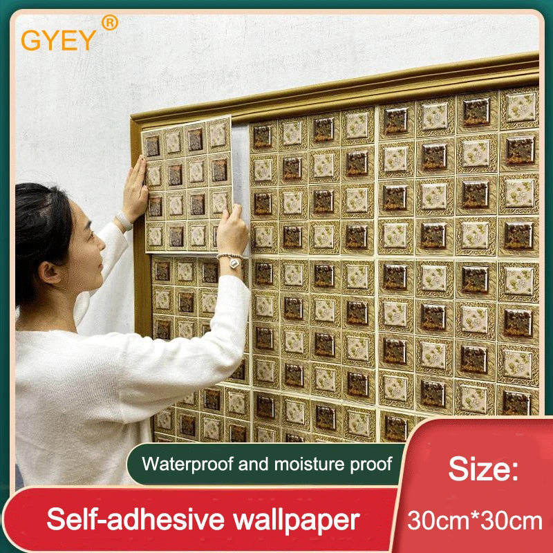 

3D Stereo Self-adhesive Wallpaper Mosaic Wall Stickers TV Background Wall Paper Wallpaper Retaining Wall Decoration Waterproof