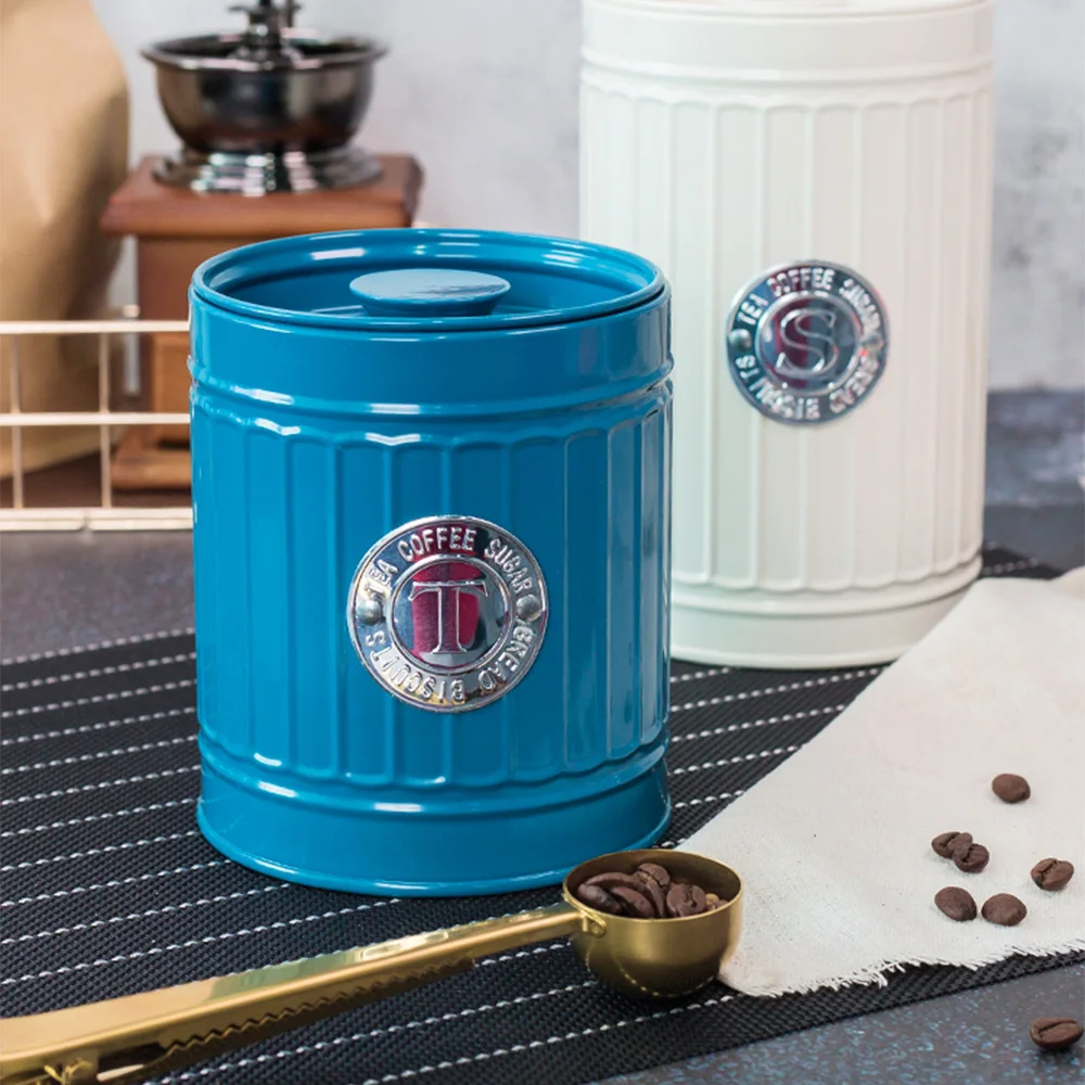 Nordic Metal Storage Jars Tea Can Coffee Sugar Sealed Iron Box Simple Milk Powder Sealing Container Kitchen Grain Organizer