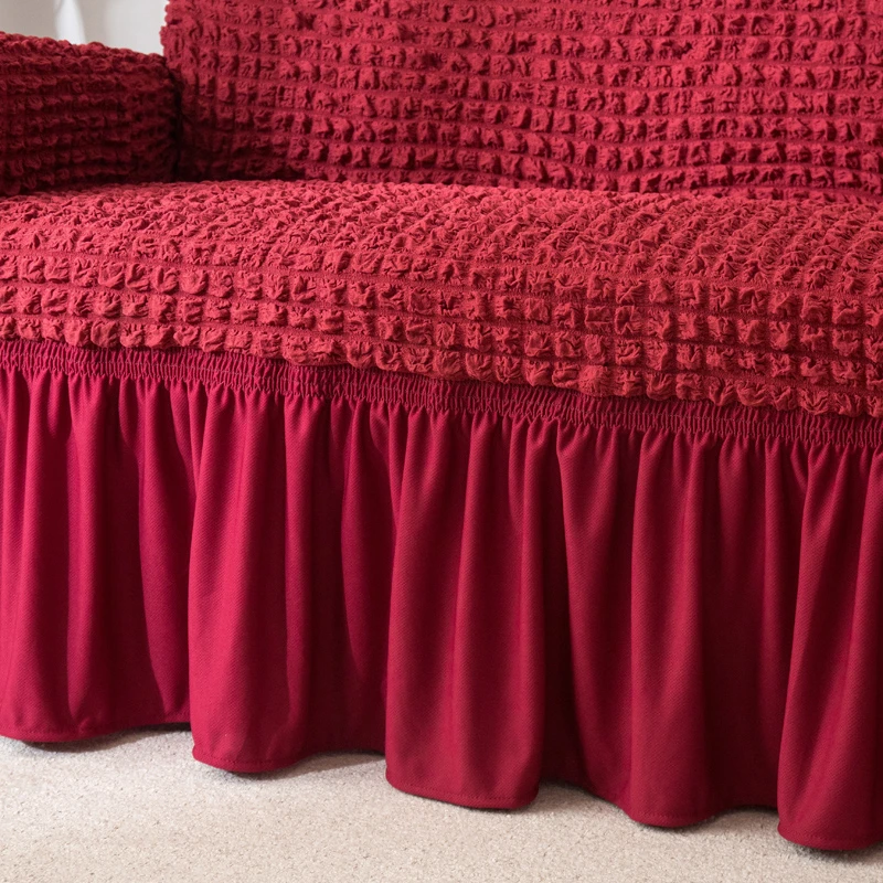 Европейский эластичный чехол на диван универсальный все включено стрейч один двойной три Четырехместный сплошной цвет пузырь юбка диване чехлы