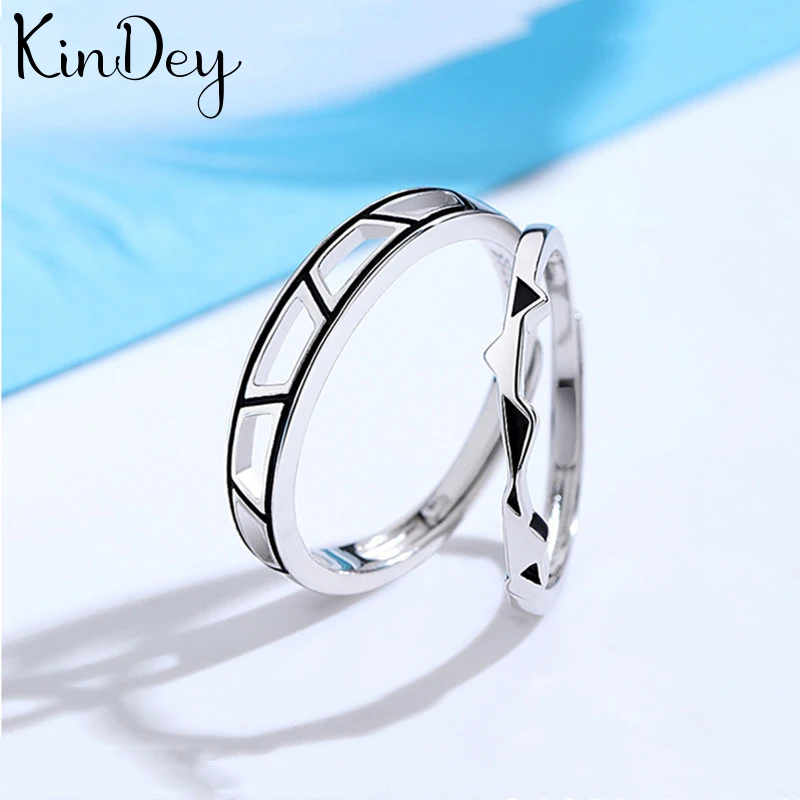 Kindey 925 пробы серебряные парные кольца для мужчин и женщин Регулируемый размер тайские серебряные кольца Личность
