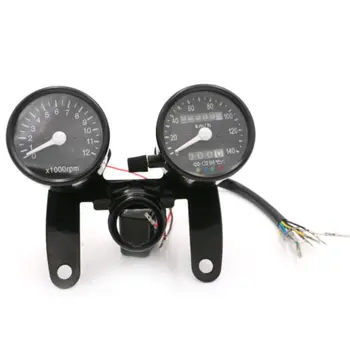 

Motorbike 12V Tachometer Speedometer Dual Odometer Gauge LED Backlight With Bracket Cruiser Chopper Cafe Racer