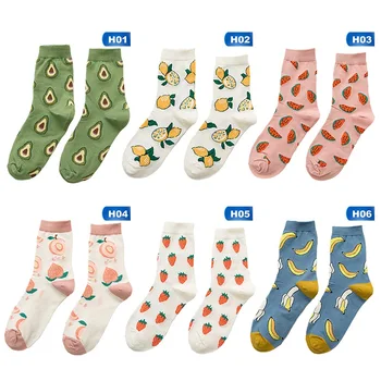 

2020 Cute Cartoon Fruit Print Banana Strawberry Peach Mango Watermelon Girls Socks Harajuku Colorful Funny Socks