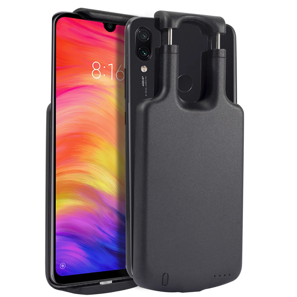 Для Xiaomi Redmi Note 7 5000 мАч запасное зарядное устройство Внешний аккумулятор чехол расширяемый до 6 дюймов защитный чехол противоударный чехол Чехол Fundas - Цвет: Черный