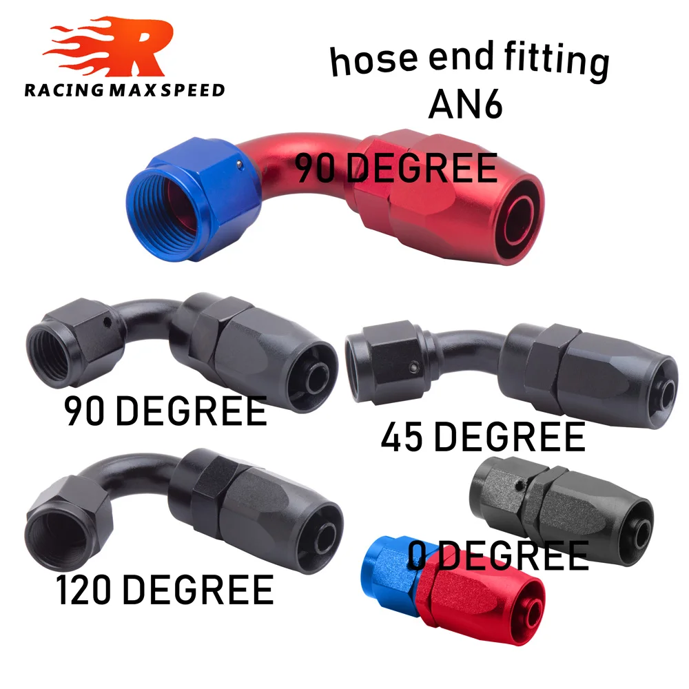 

Free ship 0 45 90 120 Degree Hose End Oil Fuel Reusable Fitting AN6 FKM Oil Fuel Swivel Hose Anoized Aluminum Straight Elbow