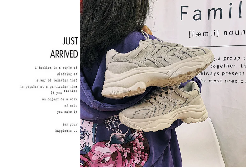 Krasovki Genuines Sneakers Women Thick Bottom Autumn Dropshipping Fashion Round Toe Mesh Breathable Leisure Lace Women Shoes