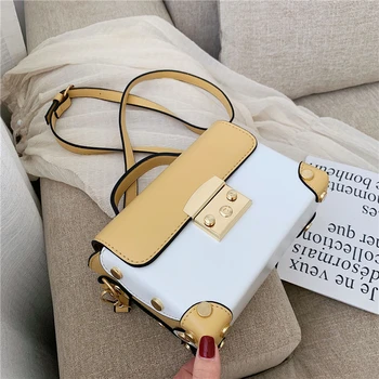 

High Quality Rivet Hit Color Small Shoulder Bag Leather Fashion Crossbody Bags for Women 2020 Designer Bag Luxury Handbags Trend
