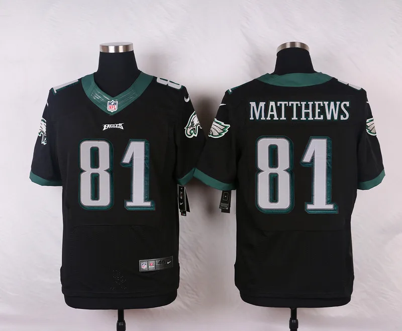 Черный Stitiched, Philadelphia s, Carson Wentz Rueben Randle Jordan Matthews Ryan Mathews Brian Dawkins Jersey - Цвет: Черный