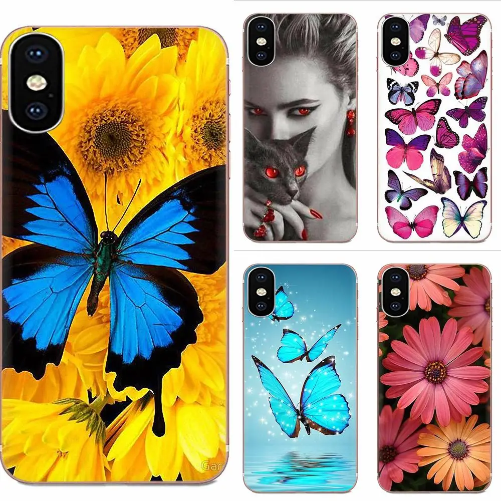 Бабочка на белый цветок розы масляной живописи для Galaxy J1 J2 J3 J330 J4 J5 J6 J7 J730 J8 2015 2016 2017