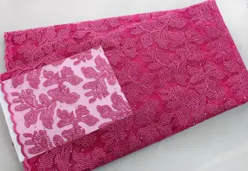 

AFRICAN FRENCH LACE FABRIC HIGH QUALITY NET LACE WITH STONES X1711