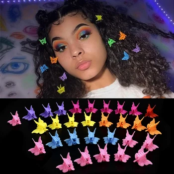 

20PC Butterfly Hair Clips Grip Claw Barrettes Mixed Color Mini Clamps Jaw Hairpin Headdress Hair Styling Accessories Tool