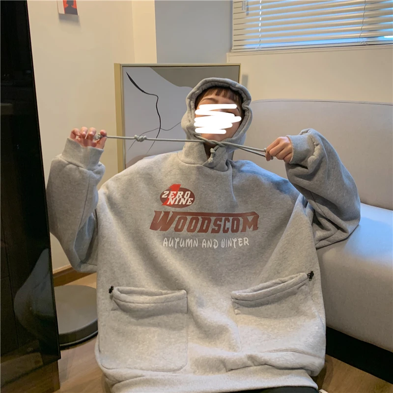 Sudadera Mujer осень зима женские негабаритных Kawaii толстовки Harajuku печатных карман толстовка с капюшоном женские флисовые толстовки