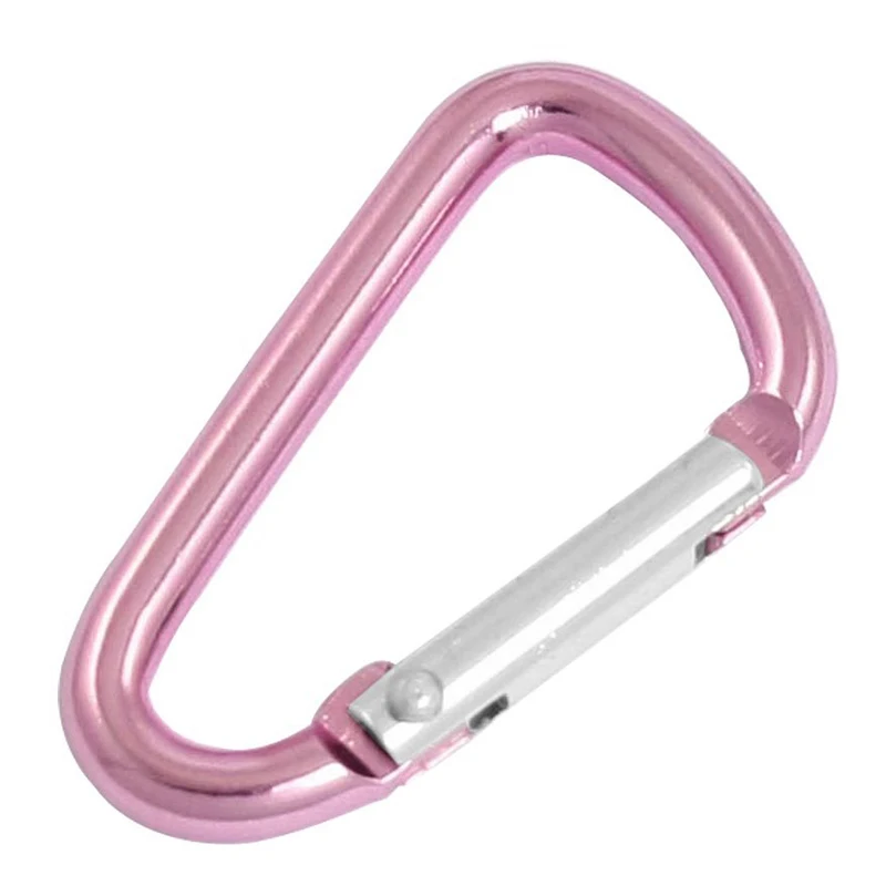 

NEW-Pink aluminum alloy D-shape spring-loaded gate closure carabiner