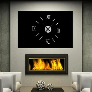 

Roman Numerals Frameless Large Acrylic Mirror Surface 3D DIY Wall Clock Home Office School Wall Decor Clock Stickers06