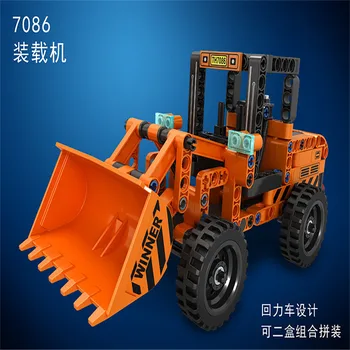 

Kids' 200PCS DIY Blocks Car 1125 1126 Loader Jeep 2IN1Combined Pull Back Trailer Assembled Technology Series Blocks Toy Gift