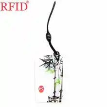 UID S50 1K 13,56 Mhz сменный перезаписываемый NFC Брелок бамбуковый узор брелок значок маркер тег MFS50 Брелок карта контроля доступа 1