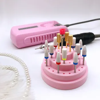 

3 Colors 48 Holes Nail Art Drill Bits Empty Storage Box Holder Stand Display Container Manicure Accessories Acrylic Cover Tools
