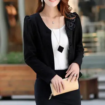 

2020 Office Lady Flower Long Sleeve Double Breasted Coat Spring Autumn Outwear Women's check cotton jacket coat