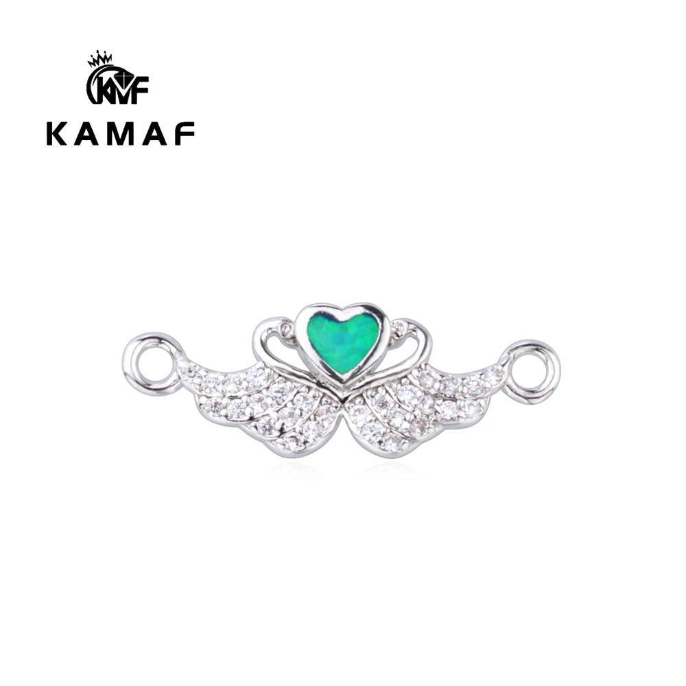 

Крылья из опала с соединителем в форме сердца персика для изготовления ювелирных изделий, браслетов, 4 шт.