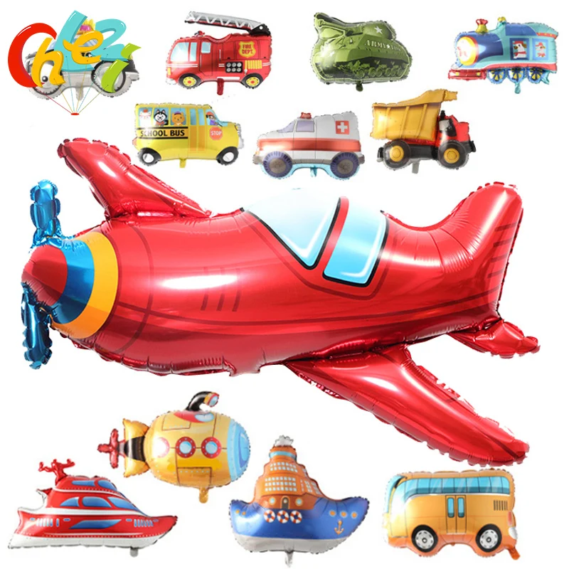 1pcs Cartoon Car Balloons Bus Submarine yacht Foil Balloon plane Globos Children Gifts Birthday Party Decorations Kids toys | Дом и сад