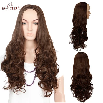 

S-noilite Synthetic Wigs Half Hair Wigs Long Wavy Hair Wigs Cosplay Wigs Hair Entension Black Brown Red Hair Piece Women Hair