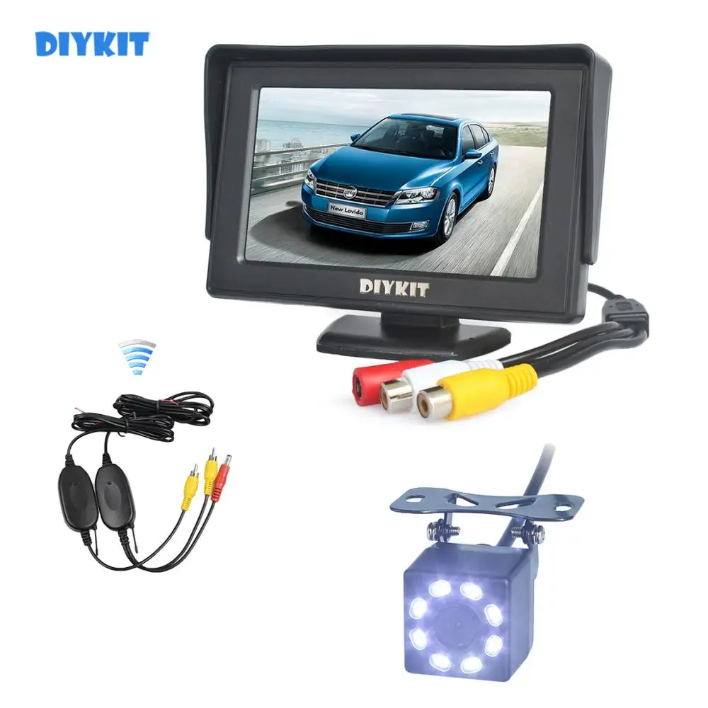 DIYKIT беспроводной 4 3 &quotРезервный автомобильный монитор + HD 8 x светодиодный